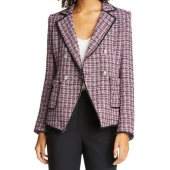 Veronica Beard Pink and Black Checkered Blazer - Picture 1 of 10